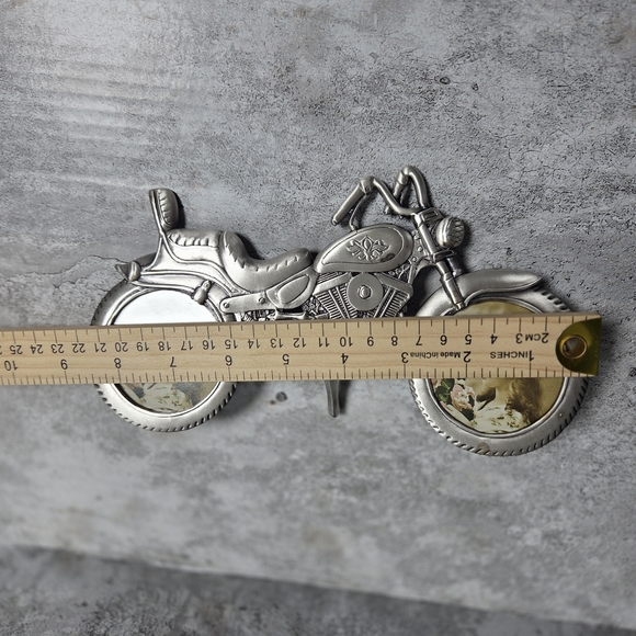 Vintage Pewter Motorcycle Picture Frame Collectible Harley Davidson Inspired - Picture 7 of 9
